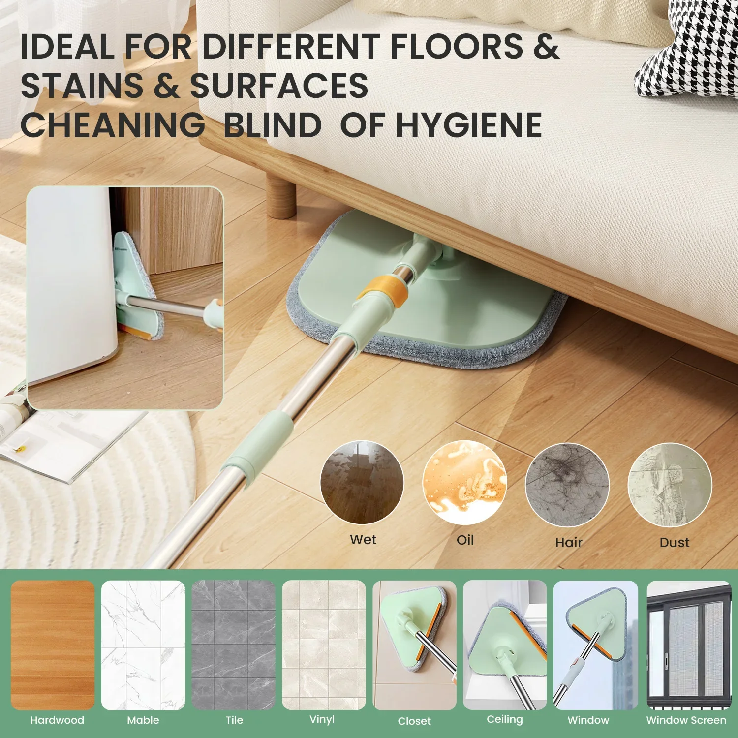 Dirty Separation Spin Mop Household Cleaning Replacable Heads Mops Window Floor Cleaner Wet and Dry Easy To Drain Squeeze Mop
Dirty Separation Spin Mop Household Cleaning Replacable Heads Mops Window Floor Cleaner Wet and Dry Easy To Drain Squeeze Mop
