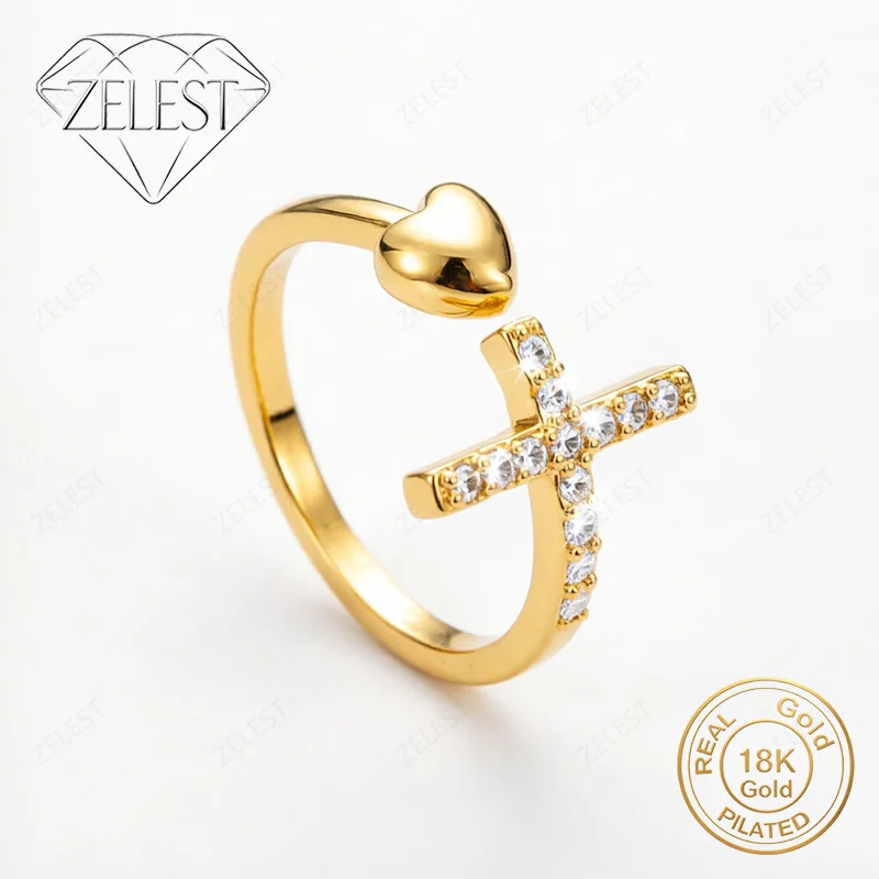 925 Sterling Silver 18K Gold Plated Exquisite Cross Zirconia Heart Ring Women Fashion Party Accessories Jewelry Gifts
925 Sterling Silver 18K Gold Plated Exquisite Cross Zirconia Heart Ring Women Fashion Party Accessories Jewelry Gifts