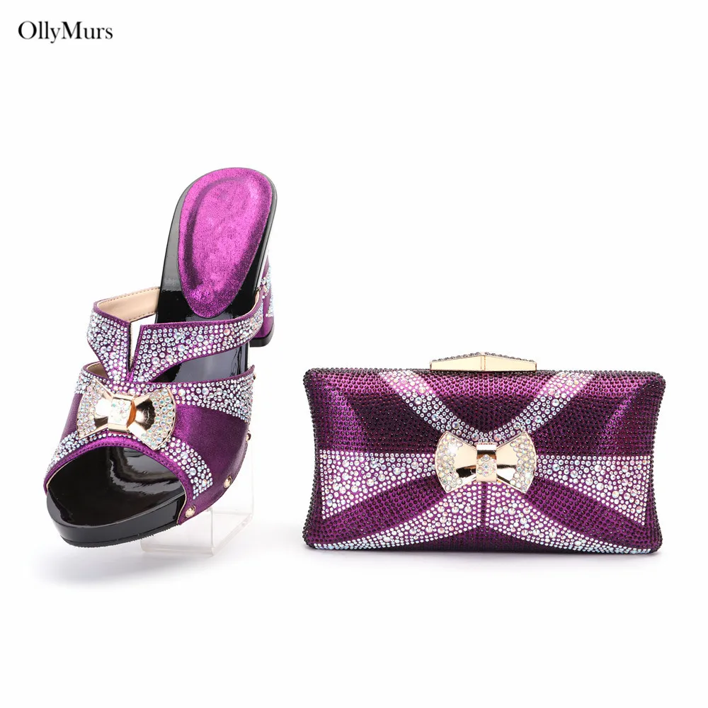Летний стиль Фиолетовый цвет Туфли на высоком каблуке и сумка для вечеринки Горячие итальянские элегантные женские туфли-лодочки Женская обувь и сумка Комплект 
Летний стиль Фиолетовый цвет Туфли на высоком каблуке и сумка для вечеринки Горячие итальянские элегантные женские туфли-лодочки Женская обувь и сумка Комплект