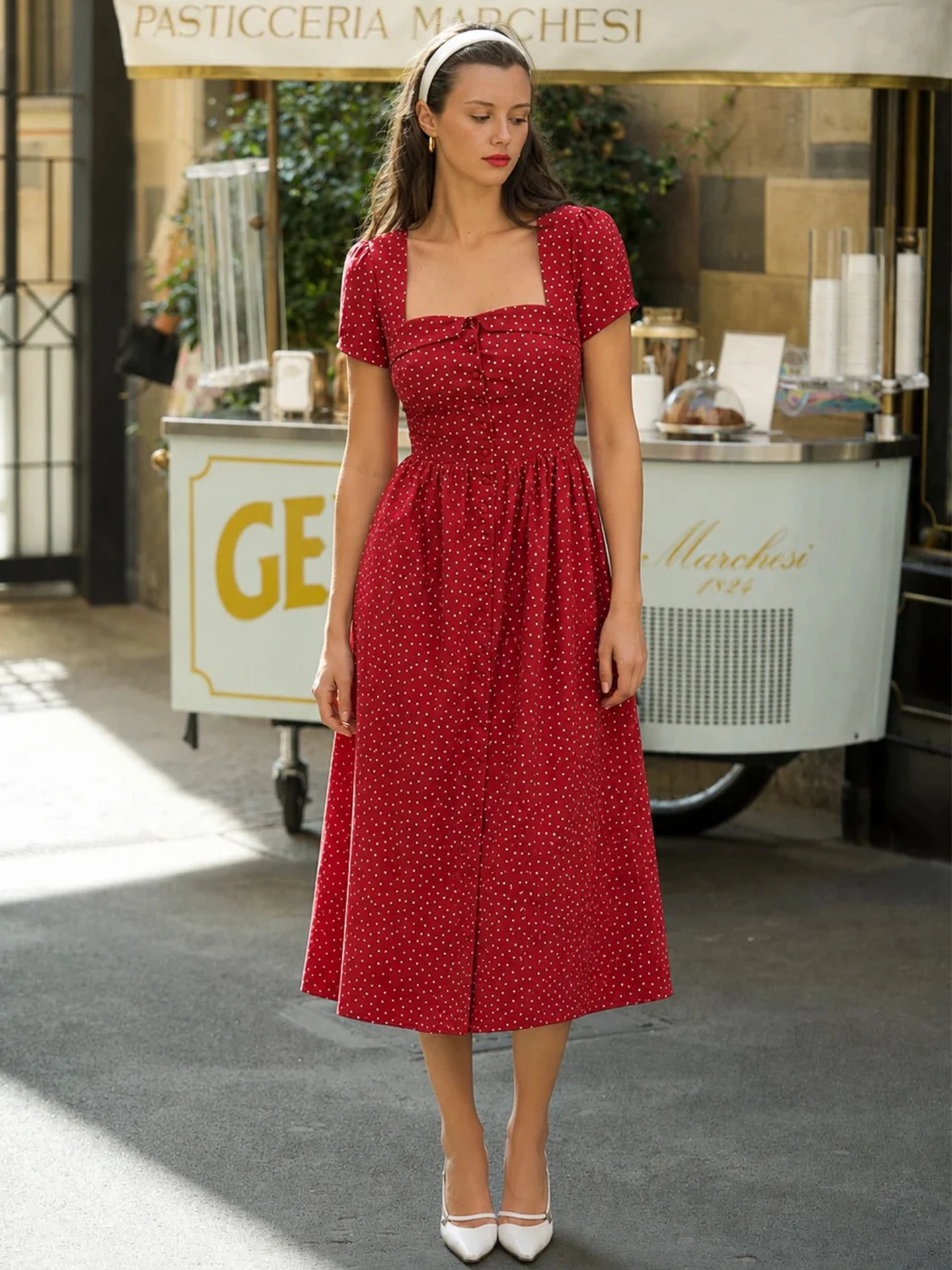 Retro Style Linen Cotton Square Collar Bubble Sleeve Waist Cinched Midi Dress French Style Skin Friendly Breathable A-Line Skirt
Retro Style Linen Cotton Square Collar Bubble Sleeve Waist Cinched Midi Dress French Style Skin Friendly Breathable A-Line Skirt