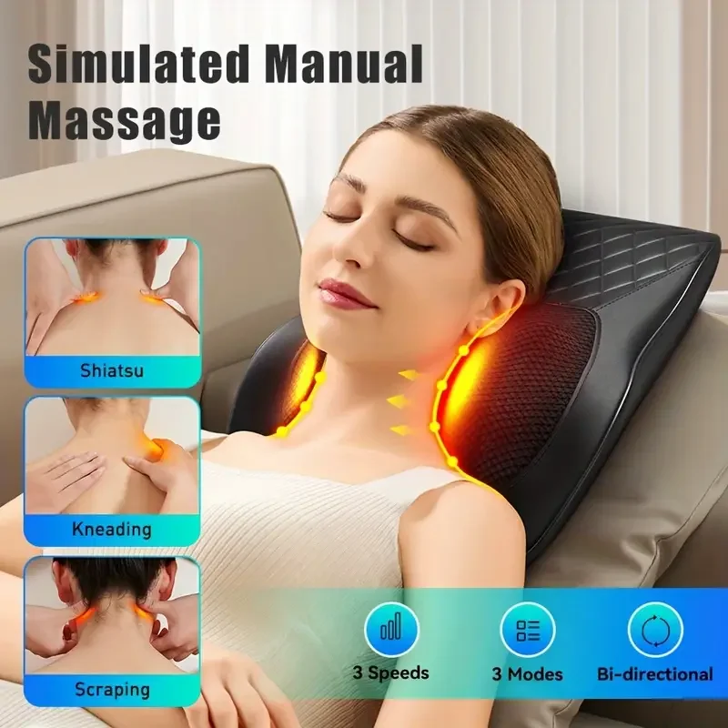 1pc Back Neck Massage Pillow Cushion Heating Electric Cervical Multifunctional Body Massager Waist Back Shoulder Shiatsu Kneaded 
1pc Back Neck Massage Pillow Cushion Heating Electric Cervical Multifunctional Body Massager Waist Back Shoulder Shiatsu Kneaded