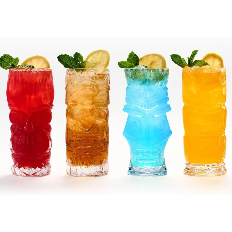 Set of 4, 16 Oz Clear Tiki Cups Tumbler Glass Set, Modern Tropical Tiki Bar Party Beverages Iced Tea
Set of 4, 16 Oz Clear Tiki Cups Tumbler Glass Set, Modern Tropical Tiki Bar Party Beverages Iced Tea