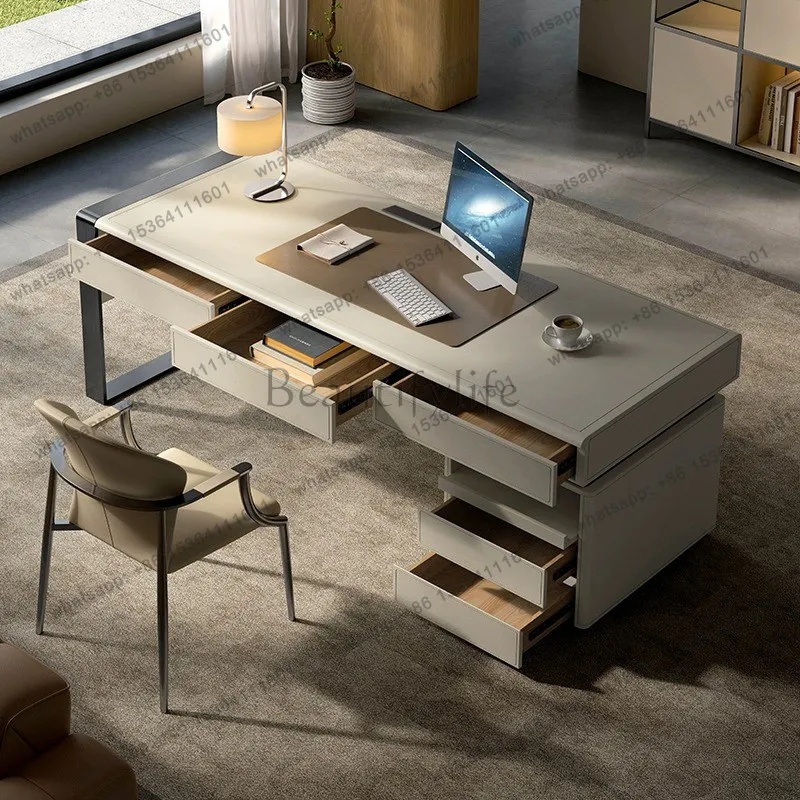 Cream wind saddle leather desk household light luxury modern simple desk
Cream wind saddle leather desk household light luxury modern simple desk