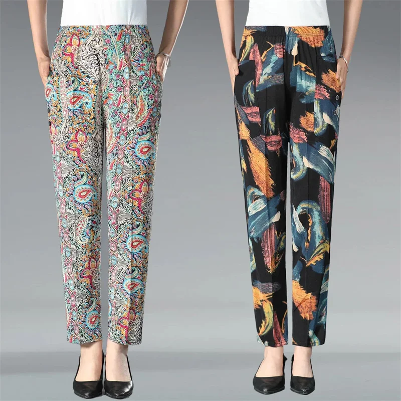 Casual Pants Women Summer New Thin Middle-Aged Elderly Female Trousers High Waist Elastic Mother Flower Pants Large Size Pants
Casual Pants Women Summer New Thin Middle-Aged Elderly Female Trousers High Waist Elastic Mother Flower Pants Large Size Pants