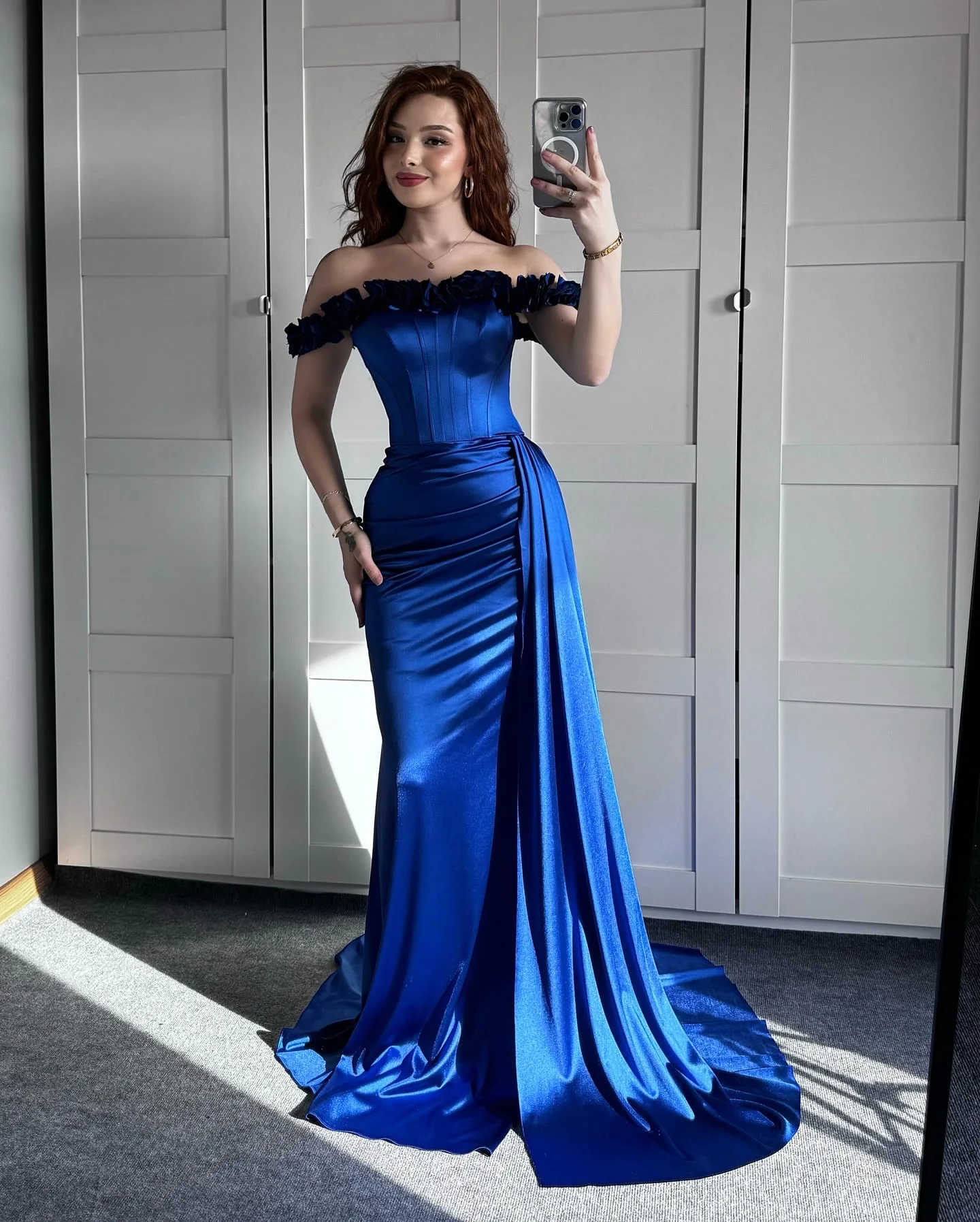 Customized Mermaid Sleeveless Prom Dresses Off The Shoulder Floor Length Flowers Pleated Party Dresses Evening Dresses
Customized Mermaid Sleeveless Prom Dresses Off The Shoulder Floor Length Flowers Pleated Party Dresses Evening Dresses