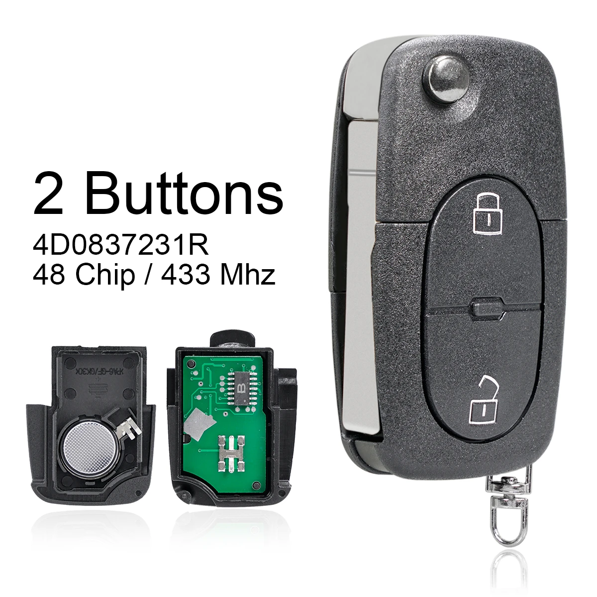 433Mhz 2Buttons Car Remote key with ID48 Chip / 4D0837231R Fit for Au-di A3 A4 A6 A8 B6
433Mhz 2Buttons Car Remote key with ID48 Chip / 4D0837231R Fit for Au-di A3 A4 A6 A8 B6