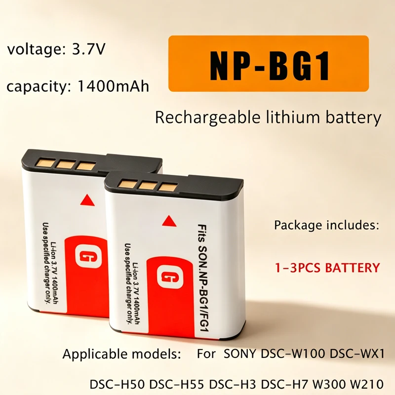 NP-BG1 lithium ion rechargeable battery 3.7V 1400mAh for Sony FG1 DSC T20 T100 W125 W130 W150 W170 W200 W210 Camera Batteries
NP-BG1 lithium ion rechargeable battery 3.7V 1400mAh for Sony FG1 DSC T20 T100 W125 W130 W150 W170 W200 W210 Camera Batteries