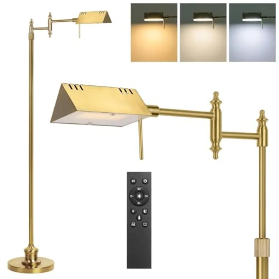 Dimmable Pharmacy Floor Lamp with Remote 17W Gold LED Reading Floor Lamp with 360°Swing Arm 3 Color Temperature Height Adjustab
Dimmable Pharmacy Floor Lamp with Remote 17W Gold LED Reading Floor Lamp with 360°Swing Arm 3 Color Temperature Height Adjustab