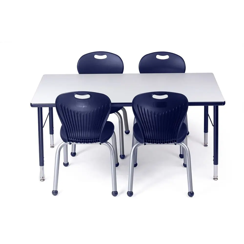 and Table Set for Schools Table About 24 x 48 inch 60 x 120cm Height Adjustable Legs Spray Edges and 4 Premium Classroom Chairs
and Table Set for Schools Table About 24 x 48 inch 60 x 120cm Height Adjustable Legs Spray Edges and 4 Premium Classroom Chairs
