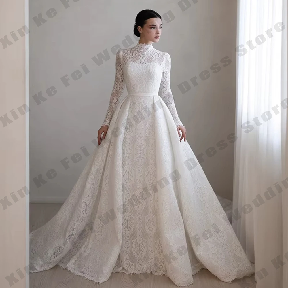 Gorgeous Women's Wedding Dresses Muslim High Collar Long Sleeve Princess Bridal Gowns Formal Party vestidos de novia Customized
Gorgeous Women's Wedding Dresses Muslim High Collar Long Sleeve Princess Bridal Gowns Formal Party vestidos de novia Customized