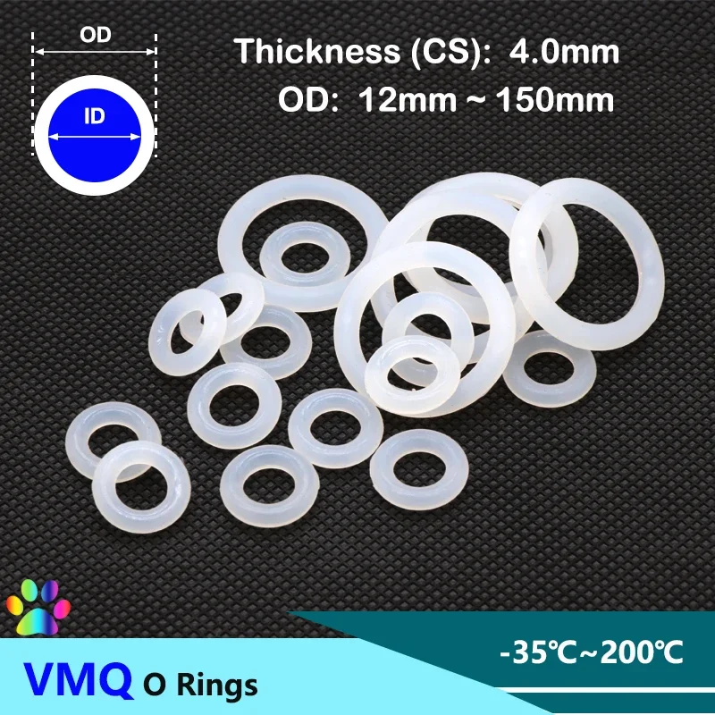 10/50Pcs White Silicone VMQ O Ring Gasket CS 4.0mm OD12~150mm Food Grade Good Sealing Cooker Washer Silicone Rubber Seal Gaskets
10/50Pcs White Silicone VMQ O Ring Gasket CS 4.0mm OD12~150mm Food Grade Good Sealing Cooker Washer Silicone Rubber Seal Gaskets
