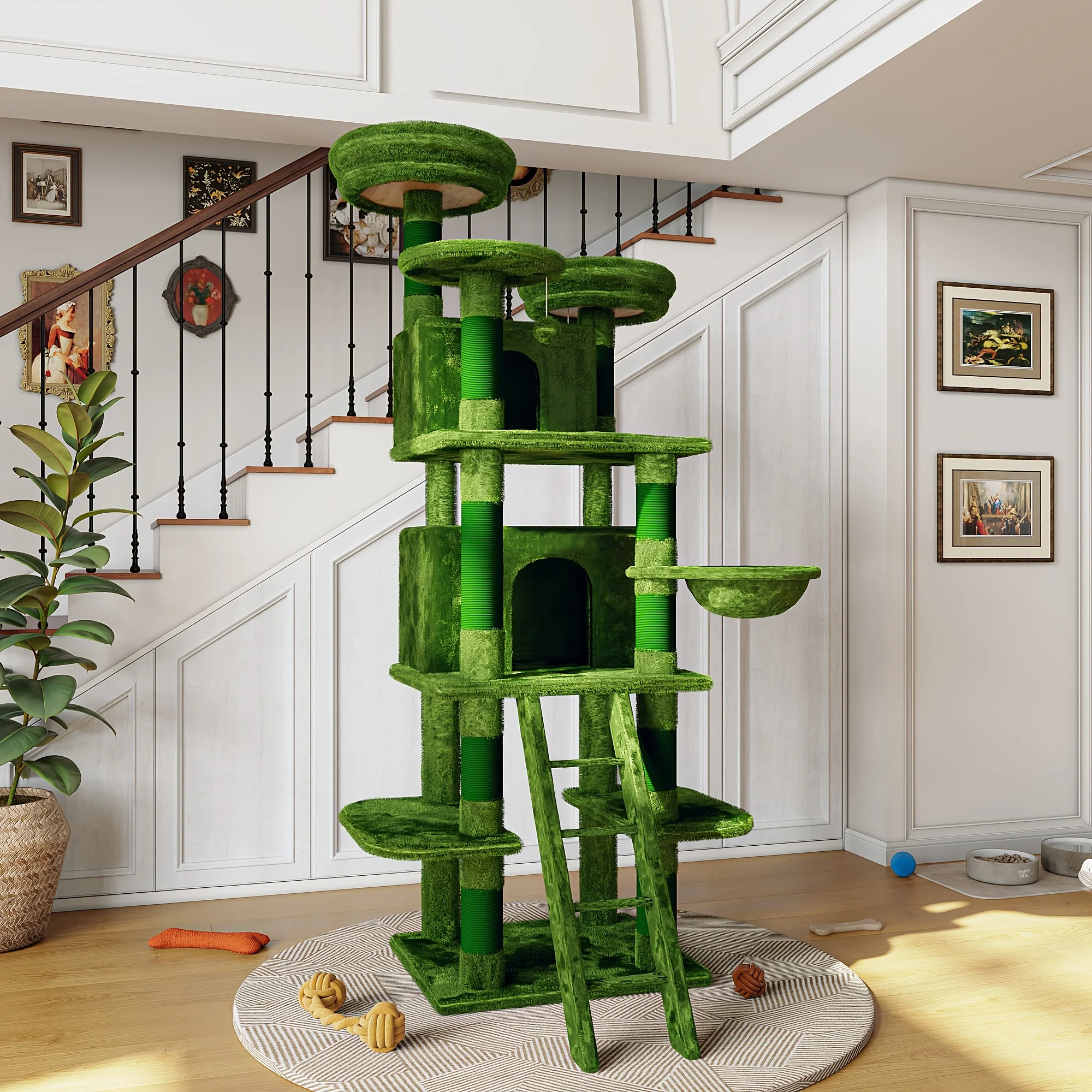 Large 70.87In Cat Tree W/2 Private Condos, 3 Perches And Hanging Hammock, Skin-Friendly Short Plush And No Sharp Edges, Natural
Large 70.87In Cat Tree W/2 Private Condos, 3 Perches And Hanging Hammock, Skin-Friendly Short Plush And No Sharp Edges, Natural