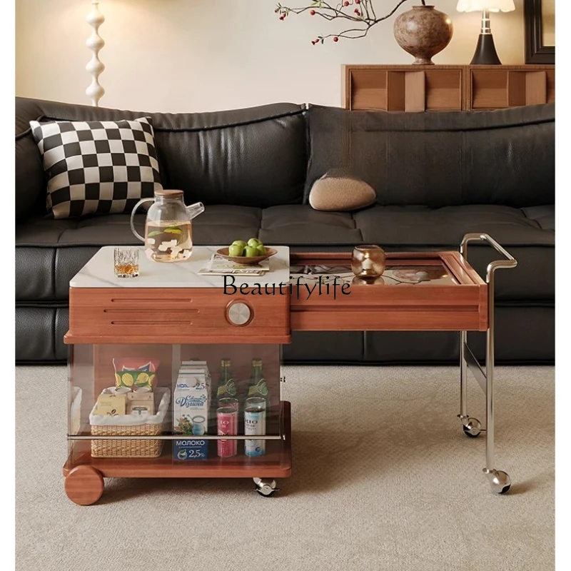 Medieval retro retractable removable coffee table, rock slab multi-functional side table trolley
Medieval retro retractable removable coffee table, rock slab multi-functional side table trolley