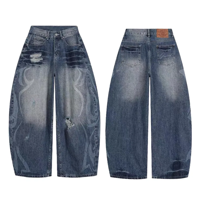 American High Street Vibe Patterned Washed Ripped Curved Cut Men's Jeans Loose Wide Leg Casual Denim Long Pants
American High Street Vibe Patterned Washed Ripped Curved Cut Men's Jeans Loose Wide Leg Casual Denim Long Pants