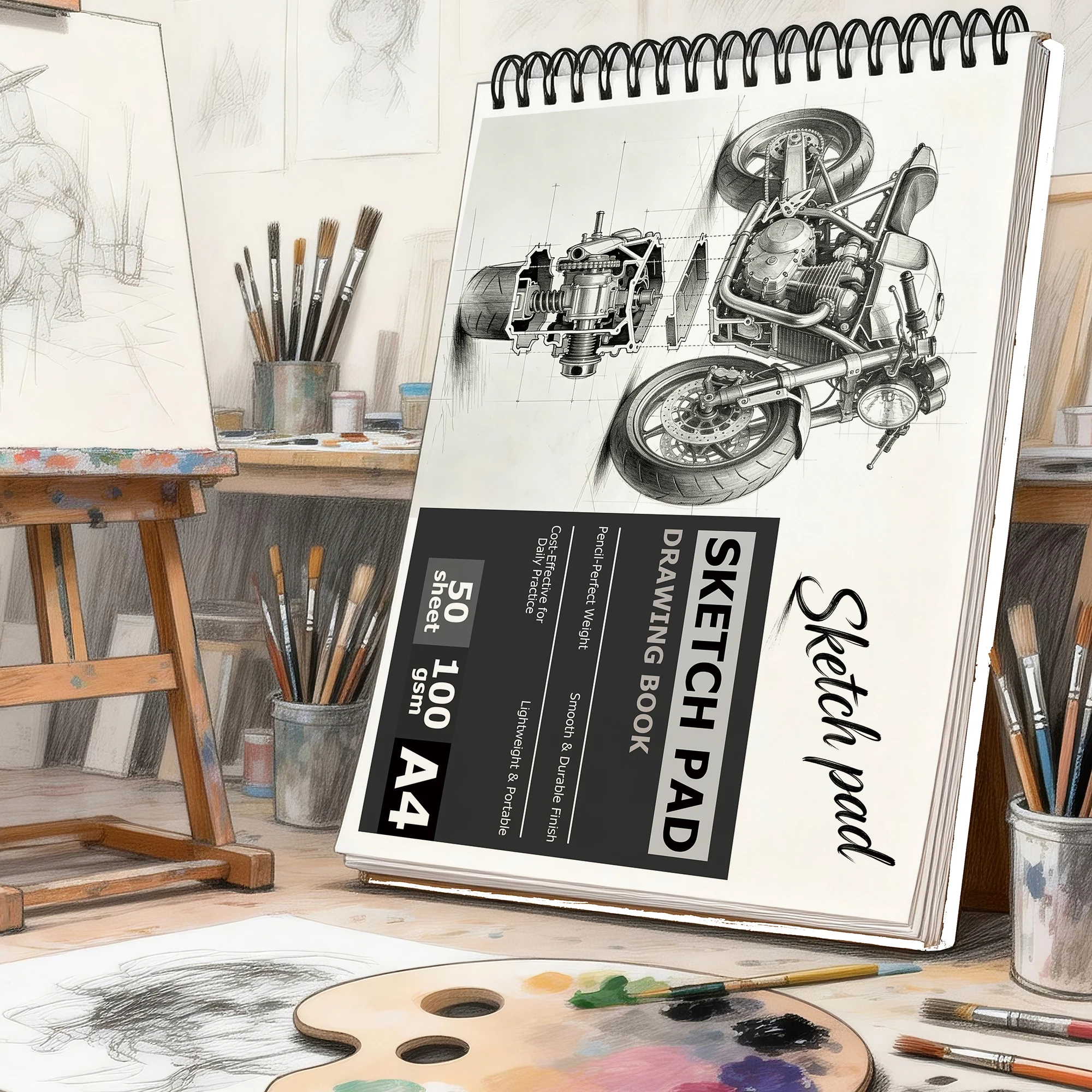 Скетчбук на спирали для художников (форматы А4 и А5) - 50 листов, 100 г/м², плотная бумага, чистый блокнот для рисования | Чехол для мотоцикла Blueprint Cover a
Скетчбук на спирали для художников (форматы А4 и А5) - 50 листов, 100 г/м², плотная бумага, чистый блокнот для рисования | Чехол для мотоцикла Blueprint Cover a