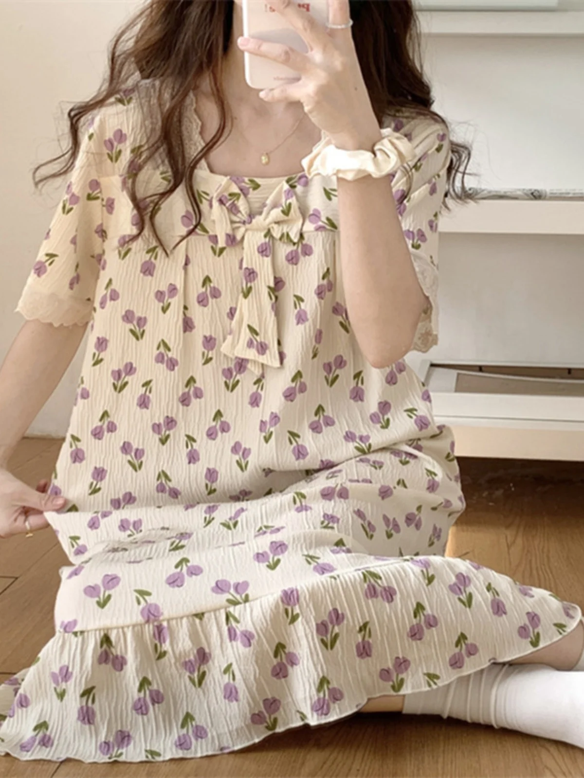 Korean Style Cute Rabbit Print Cotton Linen Nightgown Women's Summer Short Sleeve Home Clothes Outdoor Wear Dress
Korean Style Cute Rabbit Print Cotton Linen Nightgown Women's Summer Short Sleeve Home Clothes Outdoor Wear Dress