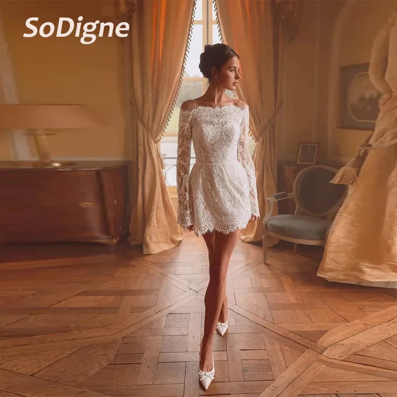 SoDigne Mermaid Short Lace Wedding Dresses Off Shoulder Long Sleeves Bridal Dress 2026 Bride Gown vestidos de novia Customized
SoDigne Mermaid Short Lace Wedding Dresses Off Shoulder Long Sleeves Bridal Dress 2026 Bride Gown vestidos de novia Customized