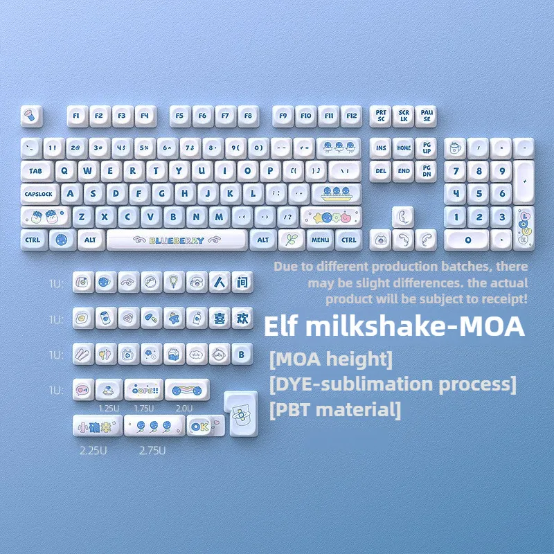 Elf Milkshake Keycap MOA Height PBT Material DIY Small Full Set 125 Key DYE-Sublimation for 61/63/64/68/84/87/96/98/104/108
Elf Milkshake Keycap MOA Height PBT Material DIY Small Full Set 125 Key DYE-Sublimation for 61/63/64/68/84/87/96/98/104/108
