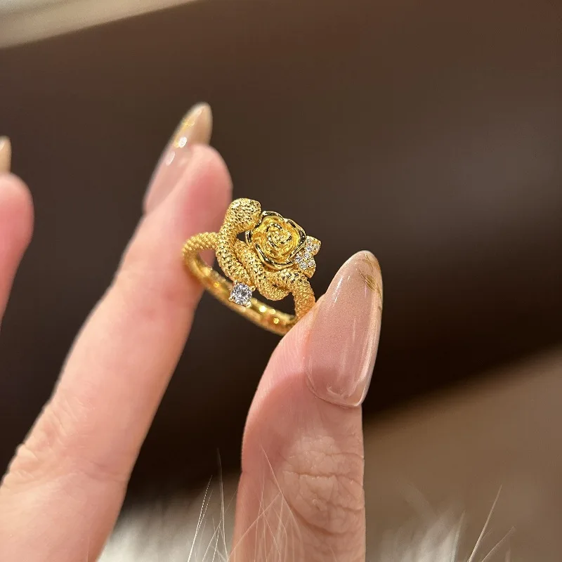 Creative romantic snake entwined rose flower rings for women Beautiful and unique light luxury exquisite ring engagement jewelry
Creative romantic snake entwined rose flower rings for women Beautiful and unique light luxury exquisite ring engagement jewelry