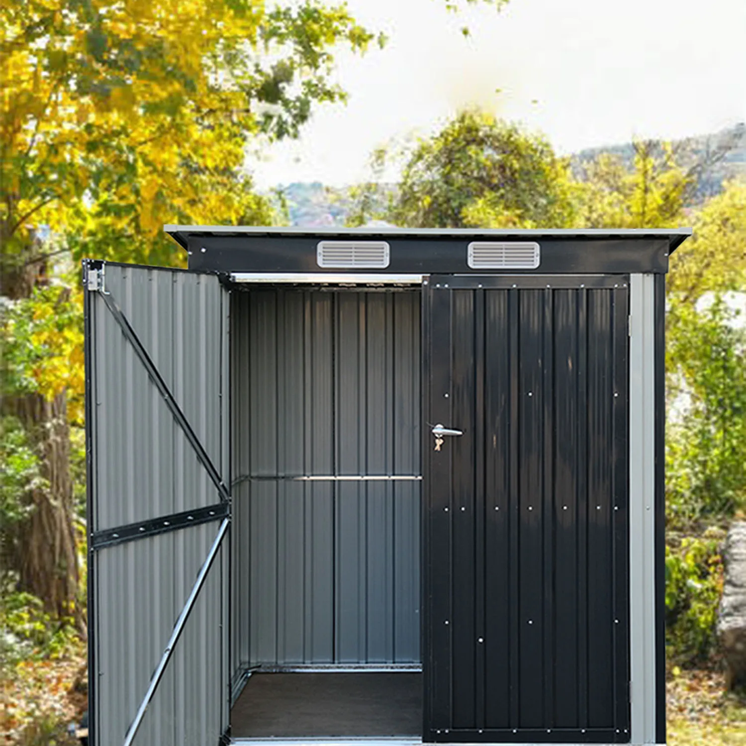 3x5ft Waterproof Portable Outdoor Tool Storage Shed Metal Garden Shed with and Vents for Garden Tool
3x5ft Waterproof Portable Outdoor Tool Storage Shed Metal Garden Shed with and Vents for Garden Tool