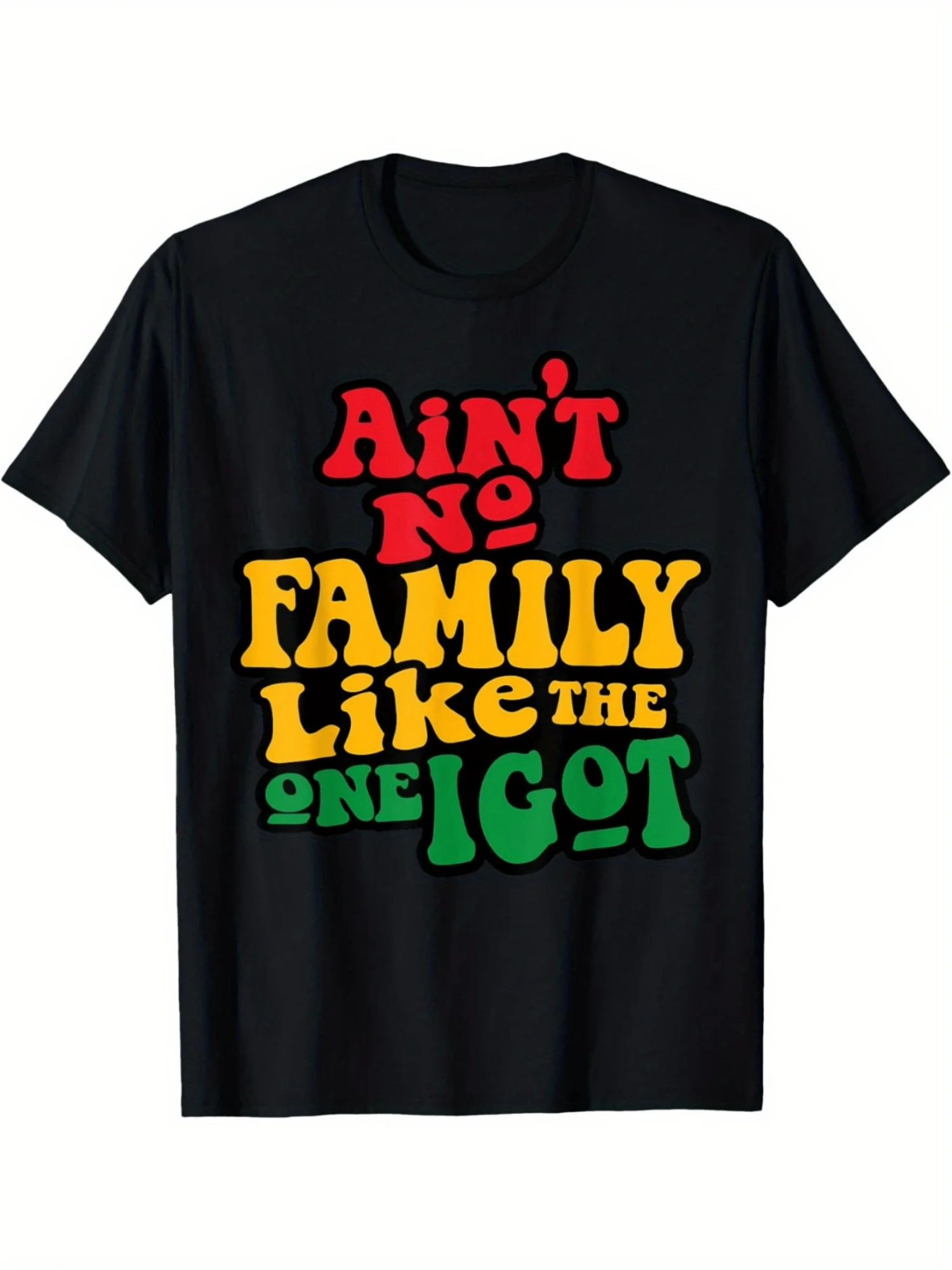 "Ain't No Family Like The One I Got" Cotton T-Shirt - Casual Round Neck, Short Sleeve, Moisture-Wicking, Machine Washable, Black
"Ain't No Family Like The One I Got" Cotton T-Shirt - Casual Round Neck, Short Sleeve, Moisture-Wicking, Machine Washable, Black