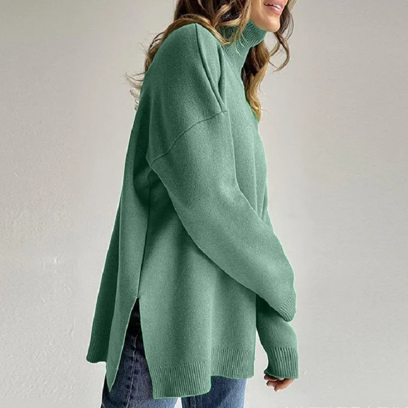 Casual Loose Knitted Sweater Pullover for Autumn/Winter Women's Pullovers 2023 New Turtleneck Sweater Split Knitwear for Female
Casual Loose Knitted Sweater Pullover for Autumn/Winter Women's Pullovers 2023 New Turtleneck Sweater Split Knitwear for Female