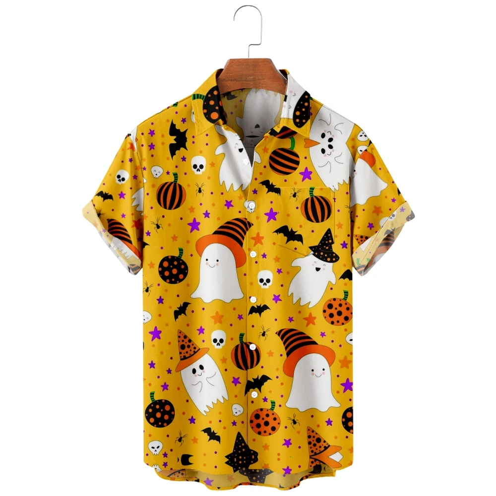 2022 new men's casual breathable short sleeve top fashion Lapel men's shirt Hawaii with beach witch halloween ghost
2022 new men's casual breathable short sleeve top fashion Lapel men's shirt Hawaii with beach witch halloween ghost