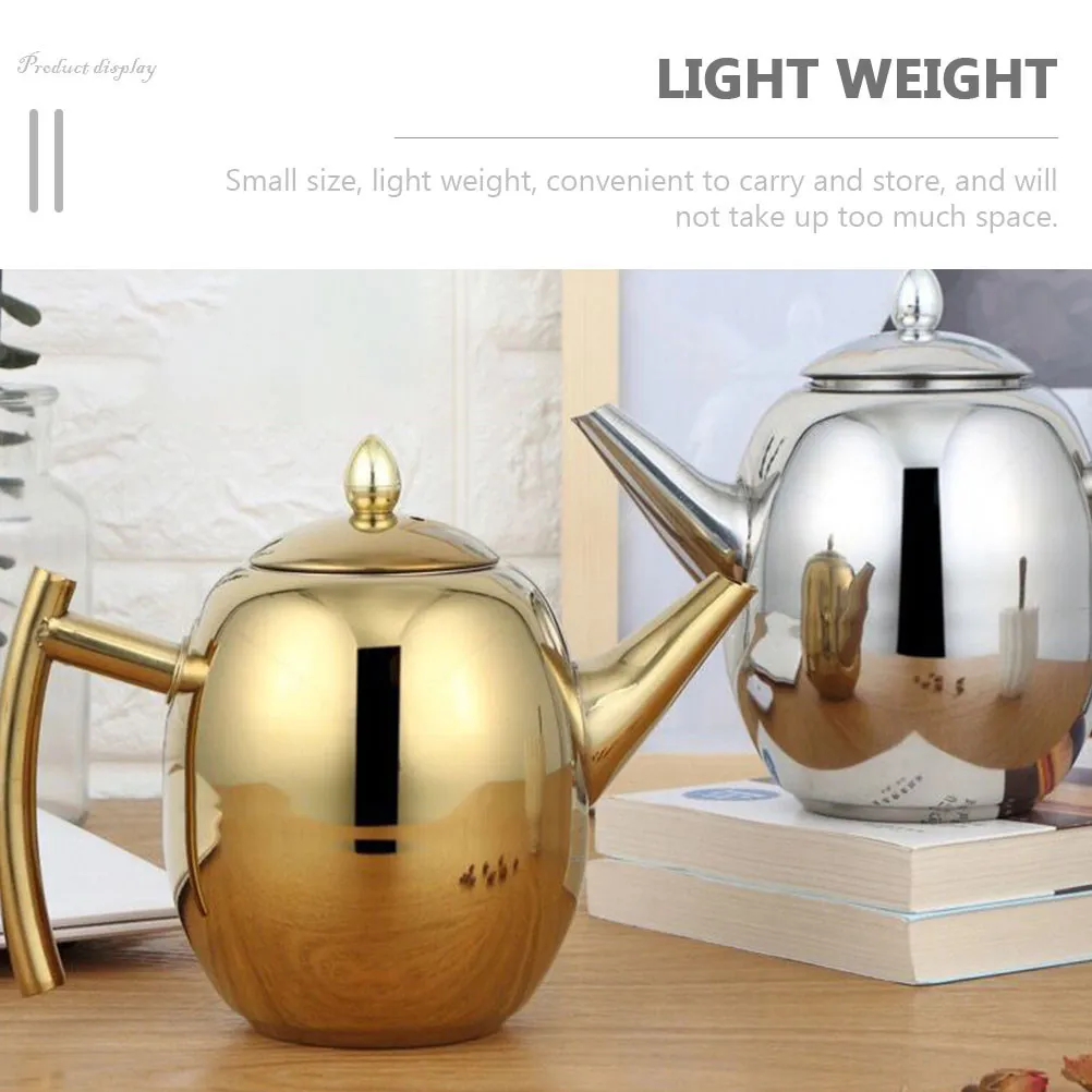 Stainless Steel Tea Pot Strainer Kitchen Coffee Pot Decorative Loose Tea Container Small Portable Modern Teapot for Home Office
Stainless Steel Tea Pot Strainer Kitchen Coffee Pot Decorative Loose Tea Container Small Portable Modern Teapot for Home Office