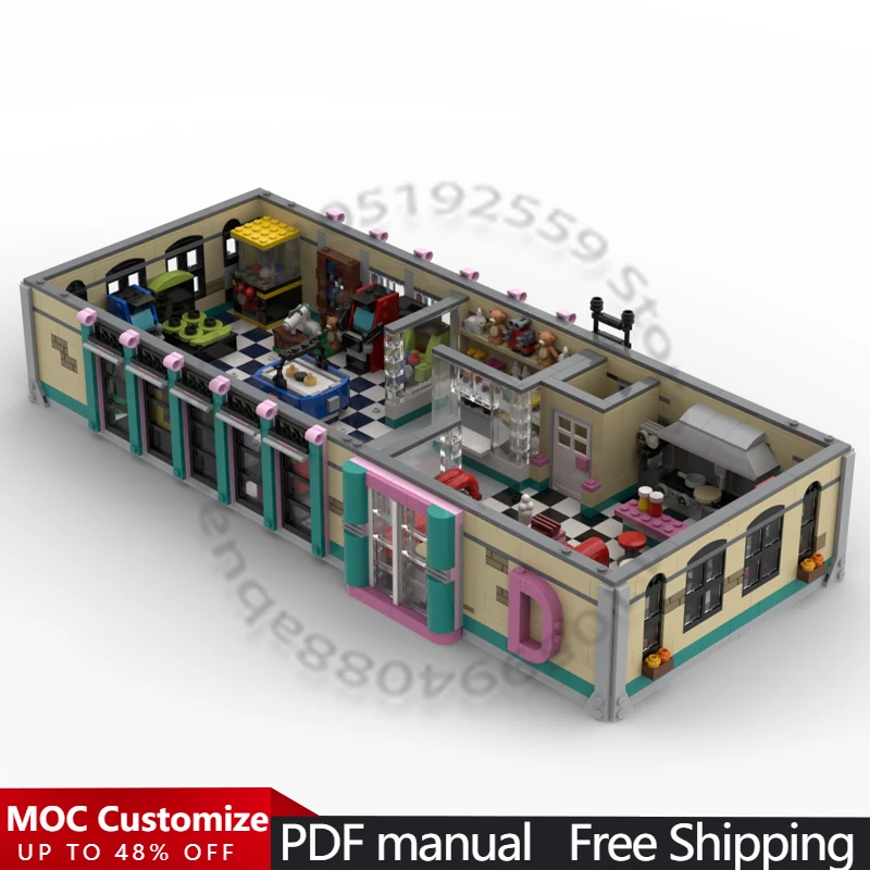 Набор для сборки 1719 деталей: Ретро-аркада и кафе - совместим с набором 910013 MOC, модульная конструкция, игрушка-конструктор, подарок на Рождество
Набор для сборки 1719 деталей: Ретро-аркада и кафе - совместим с набором 910013 MOC, модульная конструкция, игрушка-конструктор, подарок на Рождество