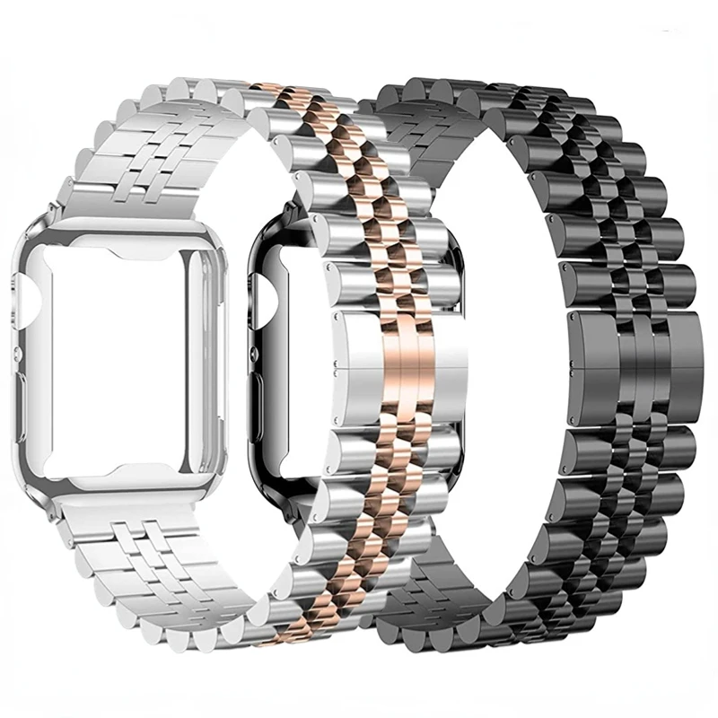 Metal Stainless Steel Strap + Soft Case For Apple watch 9 8 7 45mm 41mm 6 SE 44mm 40mm Smart Watch Wristband for iWatch Ultra
Metal Stainless Steel Strap + Soft Case For Apple watch 9 8 7 45mm 41mm 6 SE 44mm 40mm Smart Watch Wristband for iWatch Ultra