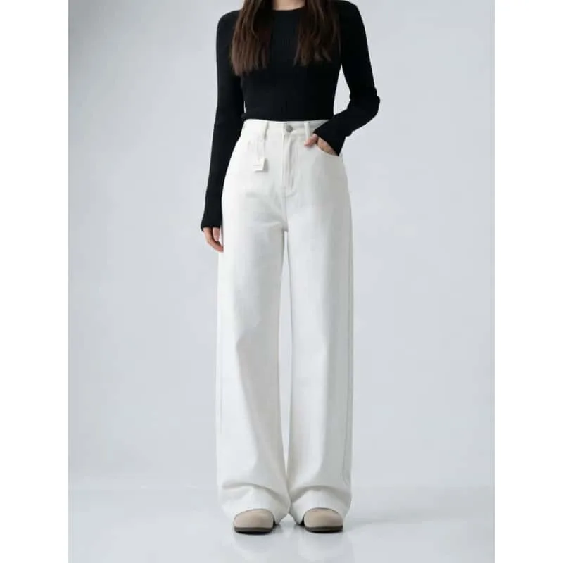 American-style High-waisted New Style White Wide-leg Jeans for Women Straight-cut Pants Loose Slimming Floor-length Pants
American-style High-waisted New Style White Wide-leg Jeans for Women Straight-cut Pants Loose Slimming Floor-length Pants