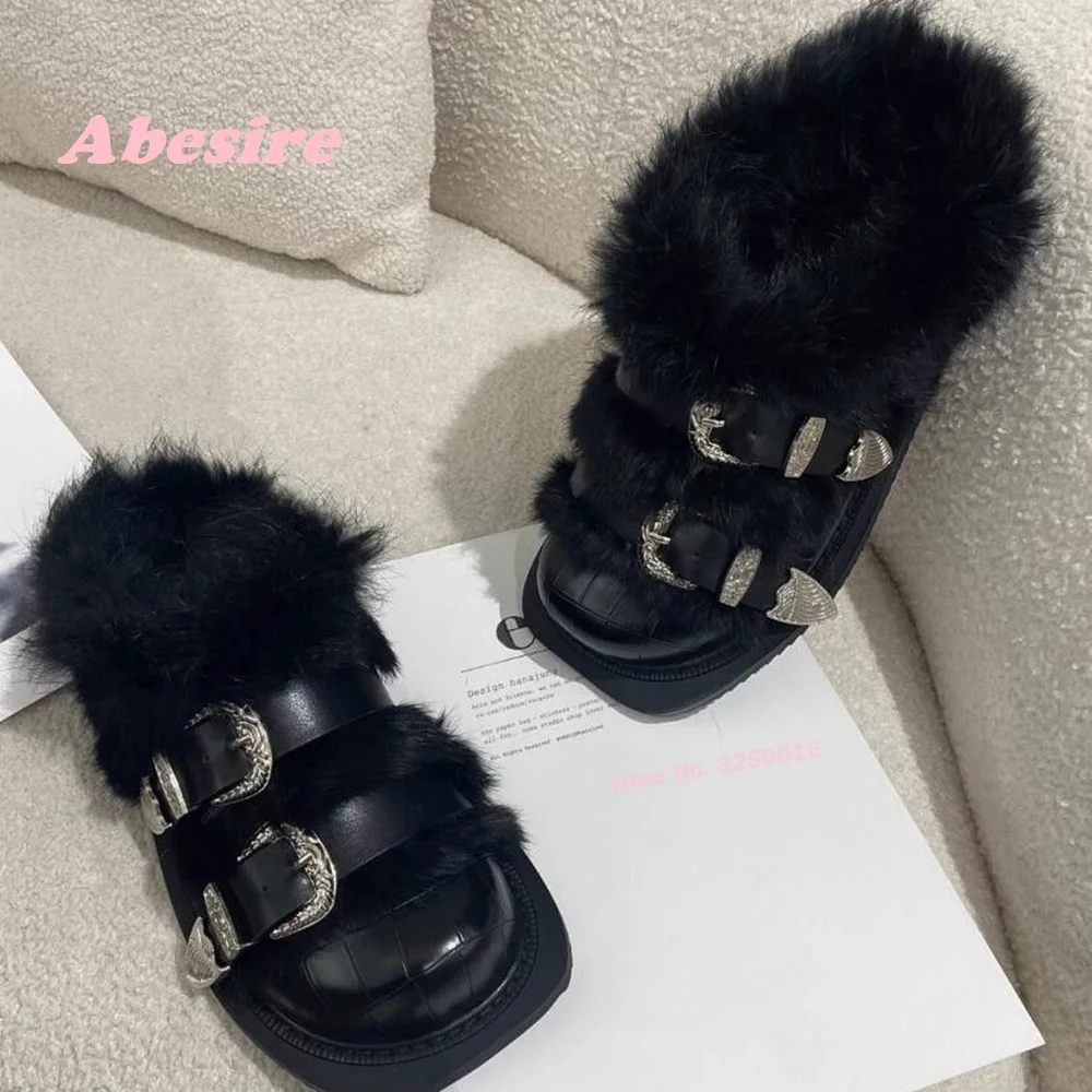 Плюшевые тапочки с металлической пряжкой, кожаные тапочки с круглым носком на плоской подошве, теплые сабо, зимняя женская обувь, новинка 2025, повседневная однотонная обувь
Плюшевые тапочки с металлической пряжкой, кожаные тапочки с круглым носком на плоской подошве, теплые сабо, зимняя женская обувь, новинка 2025, повседневная однотонная обувь