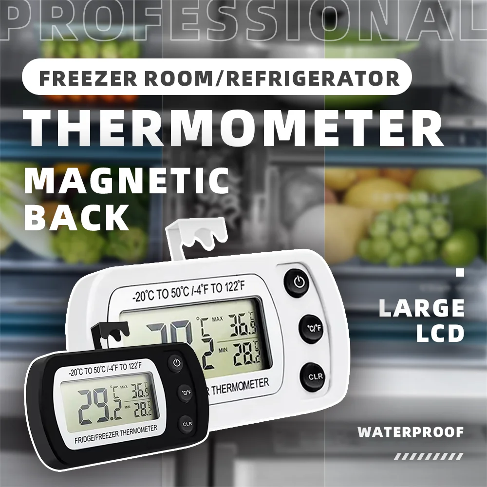 Digital Freezer Room Thermometer - Large LCD Display Refrigerator Fridge Thermometer, Waterproof Freezer Magnetic Back & Hook
Digital Freezer Room Thermometer - Large LCD Display Refrigerator Fridge Thermometer, Waterproof Freezer Magnetic Back & Hook