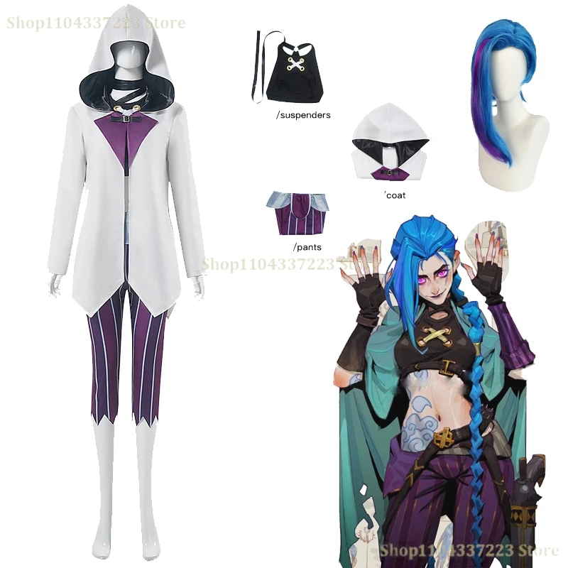 Arcane S2 Jinx костюм парик порошок Jinx Хэллоуин аниме Powpow косплей наряд праздничная одежда Хэллоуин пальто с капюшоном брюки для девочек
Arcane S2 Jinx костюм парик порошок Jinx Хэллоуин аниме Powpow косплей наряд праздничная одежда Хэллоуин пальто с капюшоном брюки для девочек