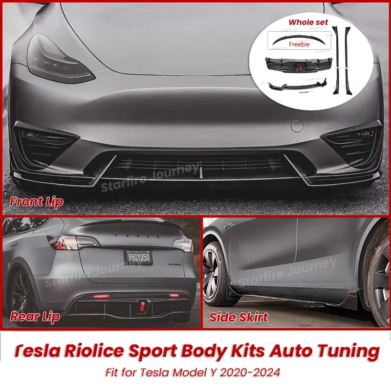 For Tesla Model Y 2018-2024 Front Lip Rear Bumper Diffuser Spoiler Side Skirt Glossy Black & Carbon Riolice Sport Auto Body Kits
For Tesla Model Y 2018-2024 Front Lip Rear Bumper Diffuser Spoiler Side Skirt Glossy Black & Carbon Riolice Sport Auto Body Kits
