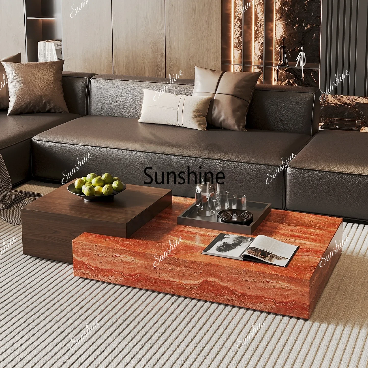 Coffee table combination oak light luxury living room high-end luxury stone, rock slabP
Coffee table combination oak light luxury living room high-end luxury stone, rock slabP