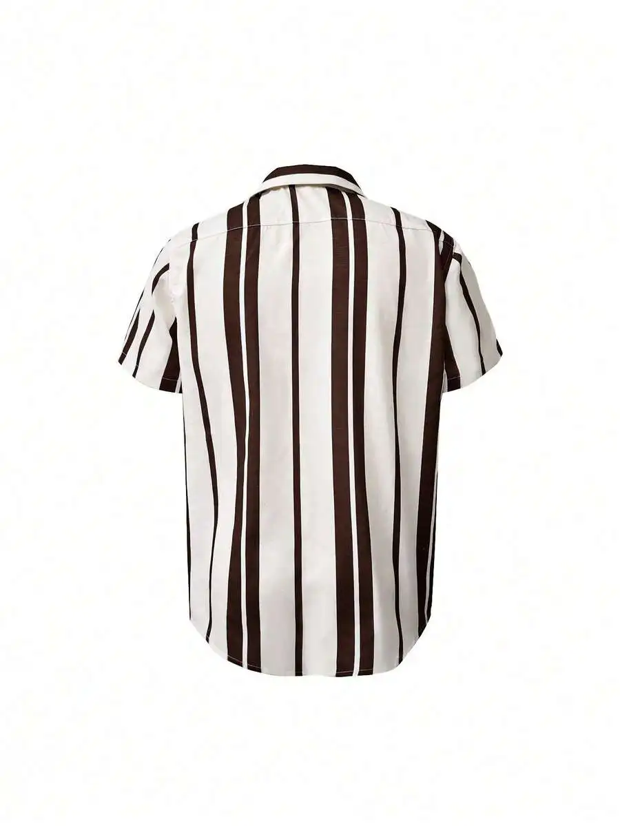 Mens Casual Striped Short Sleeve Shirt Comfortable Vacation Style
Mens Casual Striped Short Sleeve Shirt Comfortable Vacation Style