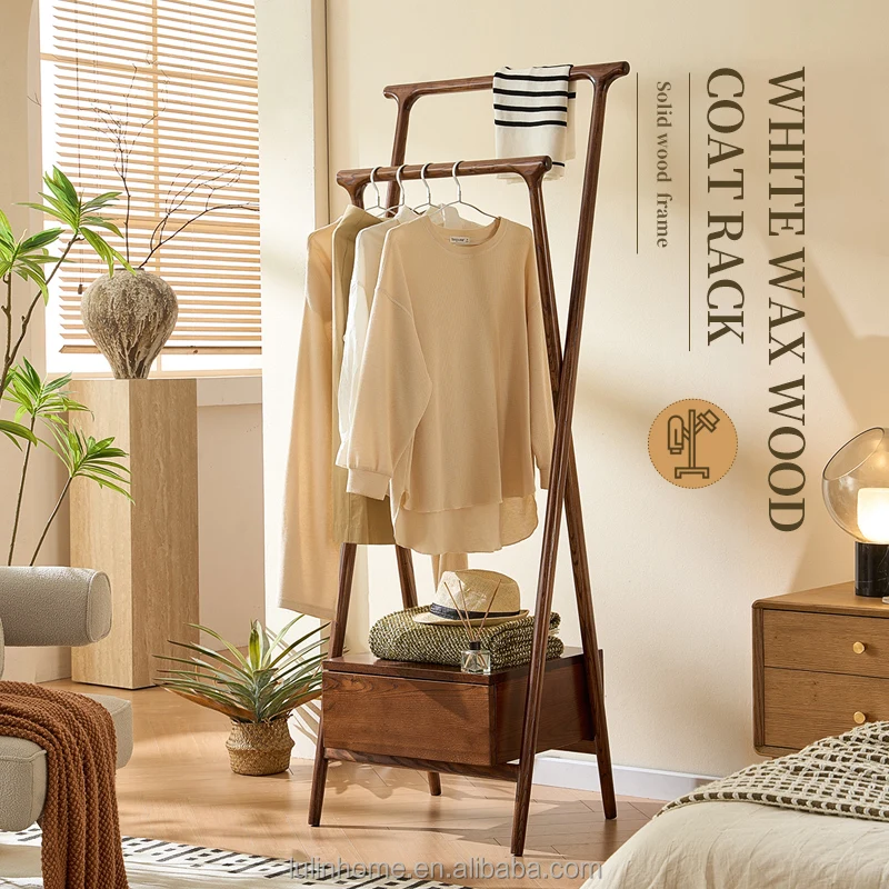 Solid Ash Rubber Wood Floor-Standing Clothes Rack With Drawer Storage For Bedroom Entryway Small Space
Solid Ash Rubber Wood Floor-Standing Clothes Rack With Drawer Storage For Bedroom Entryway Small Space