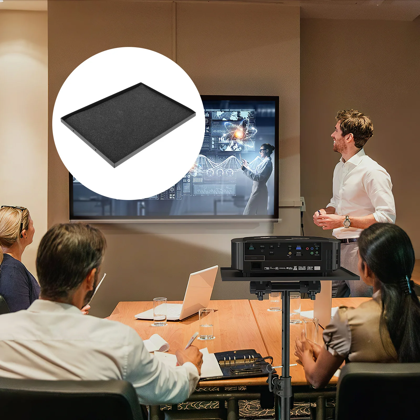 Кронштейн для проектора с регулировкой высоты, наклонной полкой, подставкой для ноутбука, креплением на штатив, стальной, прочный, с нескользящими накладками
Кронштейн для проектора с регулировкой высоты, наклонной полкой, подставкой для ноутбука, креплением на штатив, стальной, прочный, с нескользящими накладками