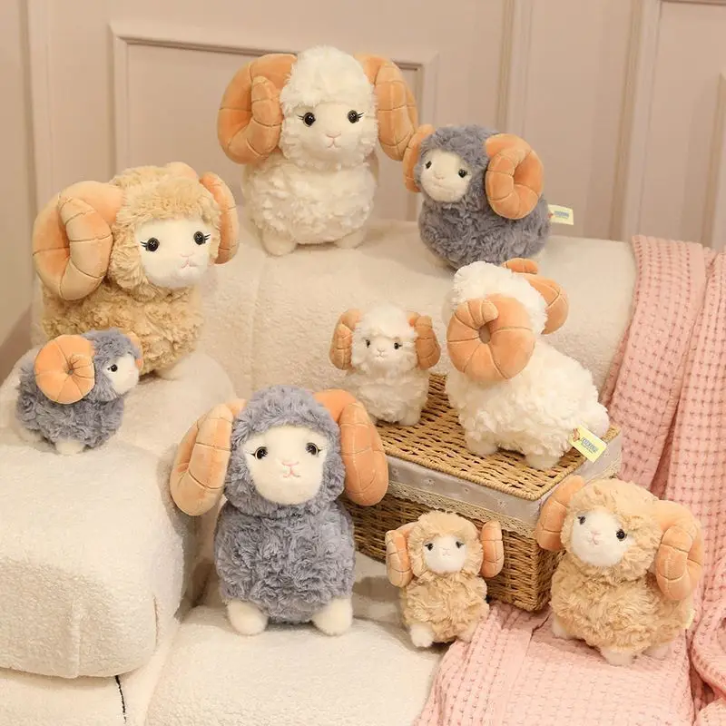 Cute Curly Horn Ram Sheep Plush Toy Squishy Fluffy Stuffed Animal Lamb Doll in White Grey Beige for Birthday Gift Home Decor
Cute Curly Horn Ram Sheep Plush Toy Squishy Fluffy Stuffed Animal Lamb Doll in White Grey Beige for Birthday Gift Home Decor