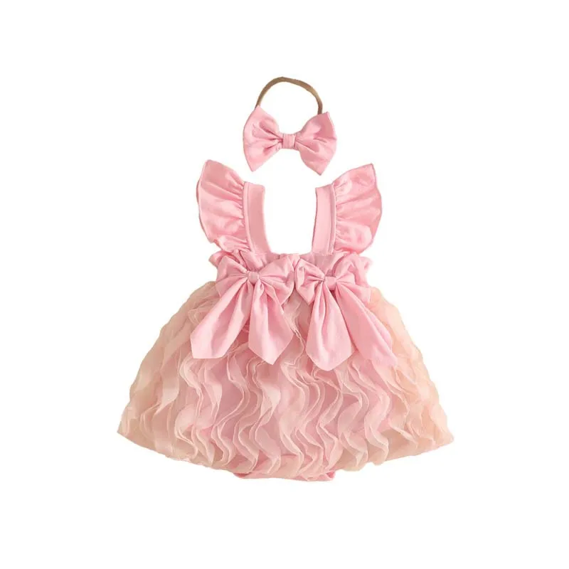 Baby Girls Tutu Romper Dress With Headband Sleeveless Ruffle Strap Double Bow Bodysuit Newborn Baptism Photo Shoot Costume 0-18M
Baby Girls Tutu Romper Dress With Headband Sleeveless Ruffle Strap Double Bow Bodysuit Newborn Baptism Photo Shoot Costume 0-18M