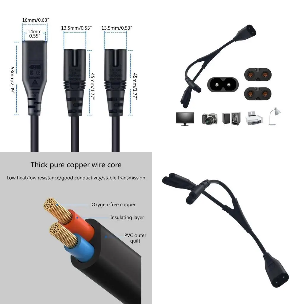 Y1UB IEC320 C8 2Pin Male to 2xC7 Female Y Split Power Cable C8 to 2 C7 IEC320 2Pin Figure 8 Male to 2 Female Cord
Y1UB IEC320 C8 2Pin Male to 2xC7 Female Y Split Power Cable C8 to 2 C7 IEC320 2Pin Figure 8 Male to 2 Female Cord