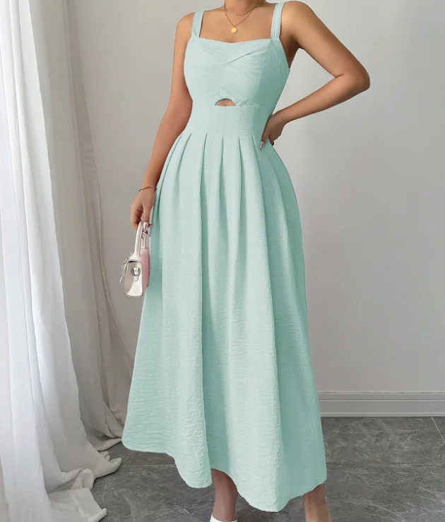 French Fresh Elegant Women's Dress Vest Pleated Dress Summer Solid Color Square Neck Hollow Out Slim Fit A-Line Suspender Dress
French Fresh Elegant Women's Dress Vest Pleated Dress Summer Solid Color Square Neck Hollow Out Slim Fit A-Line Suspender Dress