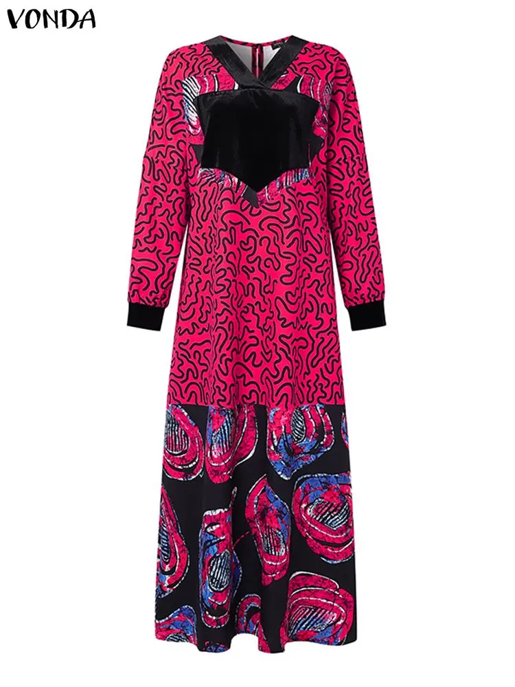 Платье больших размеров, винтажное женское платье с длинным рукавом, сарафан 2025 VONDA, модное вечернее платье с v-образным вырезом, длинное платье, повседневное свободное платье Femme
Платье больших размеров, винтажное женское платье с длинным рукавом, сарафан 2025 VONDA, модное вечернее платье с v-образным вырезом, длинное платье, повседневное свободное платье Femme