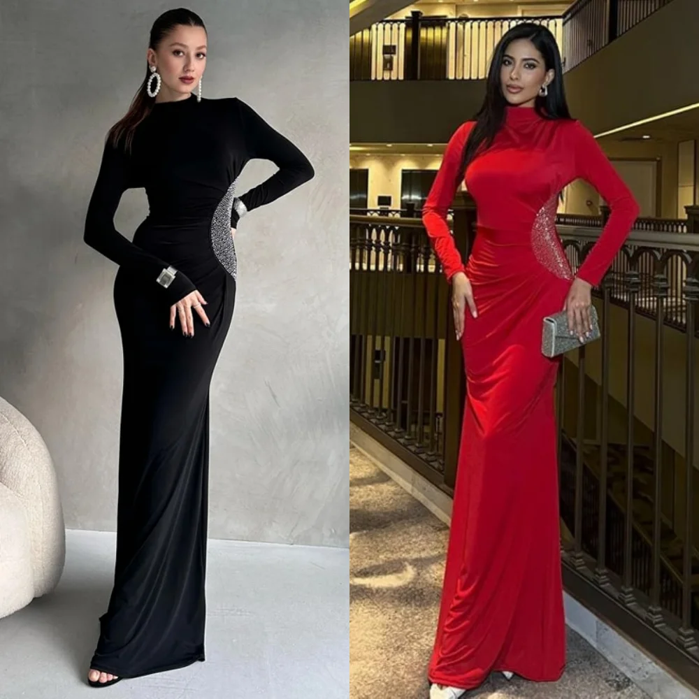 Customized Jersey Rhinestone Pleat Sheath O-Neck Long Dresses Bespoke Occasion Classic Simple Sizes Available
Customized Jersey Rhinestone Pleat Sheath O-Neck Long Dresses Bespoke Occasion Classic Simple Sizes Available
