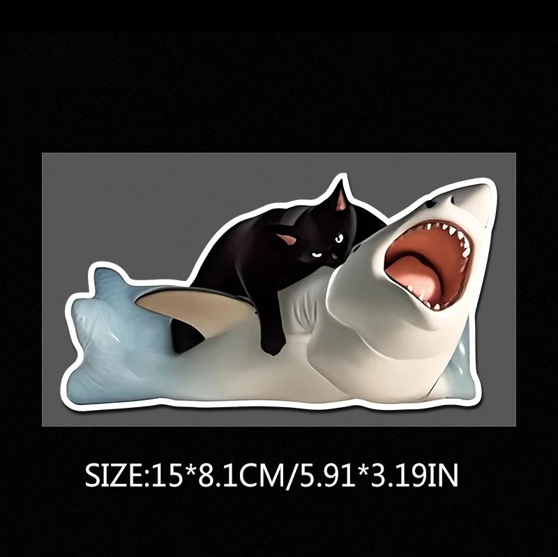 Black Cat Riding Shark Vinyl Sticker, Waterproof Funny Pet Decal for Car & Motorcycle
Black Cat Riding Shark Vinyl Sticker, Waterproof Funny Pet Decal for Car & Motorcycle