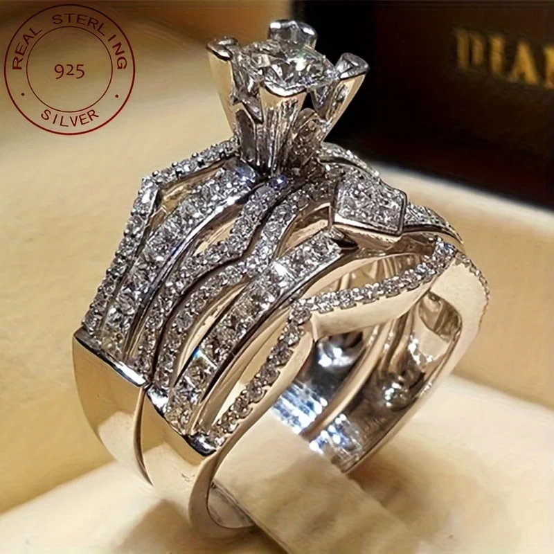 Luxurious 2PCS Women's Wedding Rings Set 925 Sterling Silver Luxury White Gold Plated Halo Vintage Bridal Jewelry
Luxurious 2PCS Women's Wedding Rings Set 925 Sterling Silver Luxury White Gold Plated Halo Vintage Bridal Jewelry
