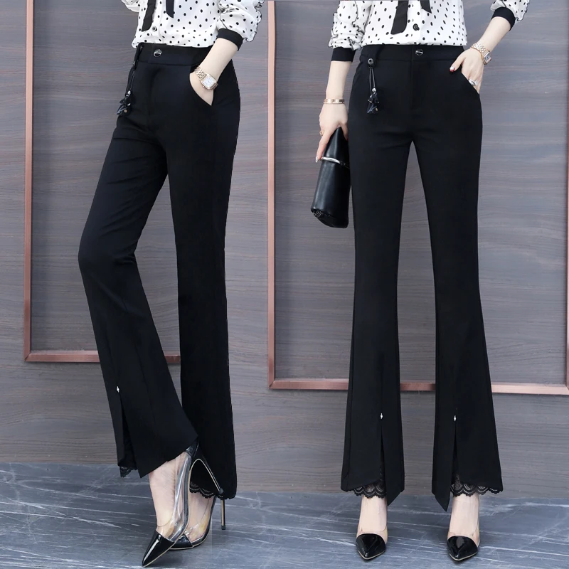 High Waist Flared Pants Women's Casual Black Fish Tail Slimming Versatile Split Flared Pants Spring Autumn New Style plus Size
High Waist Flared Pants Women's Casual Black Fish Tail Slimming Versatile Split Flared Pants Spring Autumn New Style plus Size