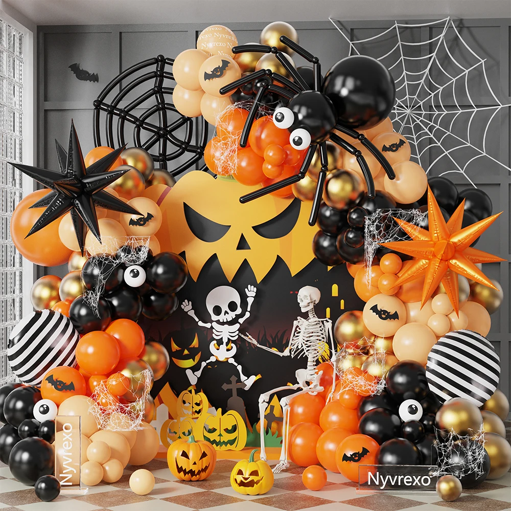 Halloween Balloon Arch Kit Black Orange Latex Ballons Spider Shining Star Foil Balloons For Trick Or Treat Halloween Party Decor
Halloween Balloon Arch Kit Black Orange Latex Ballons Spider Shining Star Foil Balloons For Trick Or Treat Halloween Party Decor