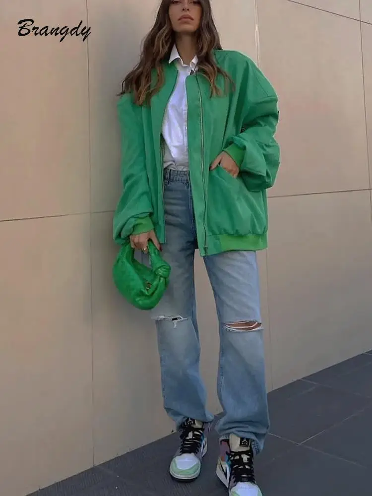 Women's Bomber Jacket 2024 Fashion With Pockets Solid Front Zipper Jackets Coat Vintage O-Neck Long Sleeves Female Chic Outwears
Women's Bomber Jacket 2024 Fashion With Pockets Solid Front Zipper Jackets Coat Vintage O-Neck Long Sleeves Female Chic Outwears